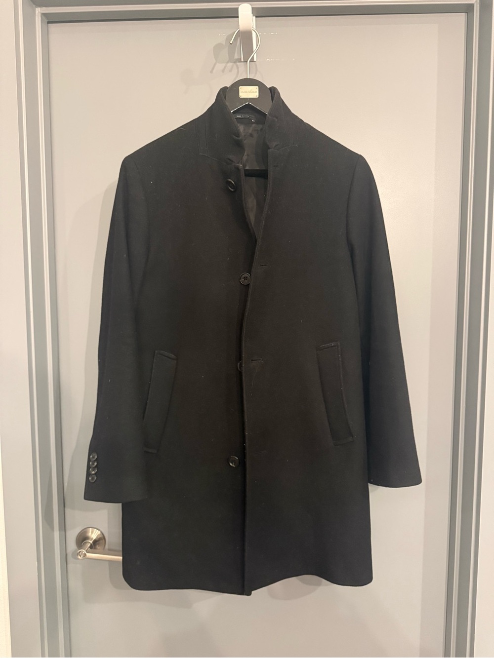 Club Monaco Men's Italian Wool Stand-Collar Car Coat - Black